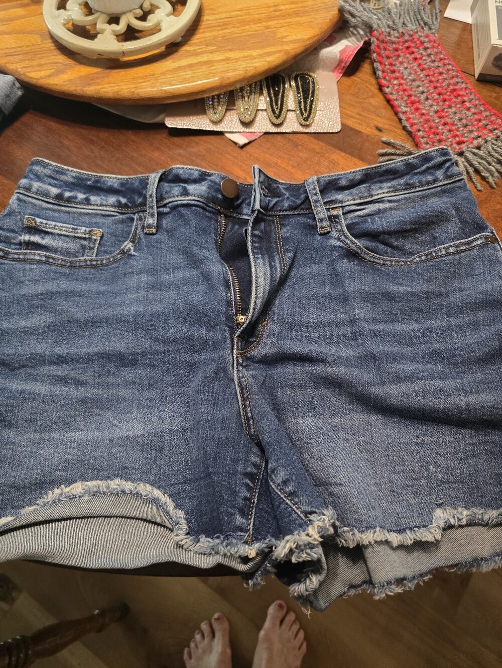 a.n.a Dark Blue Distressed Denim Cutoff Shorts